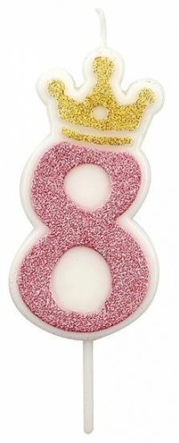Świeczka 8 różowa 6,8cm PARTY GO