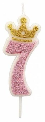Świeczka 7 różowa 6,8cm PARTY GO