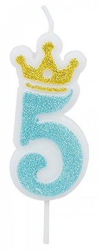 Świeczka 5 niebieska 6,8cm PARTY GO