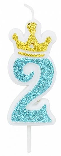 Świeczka 2 niebieska 6,8cm PARTY GO