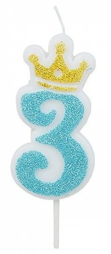 Świeczka 3 niebieska 6,8cm PARTY GO