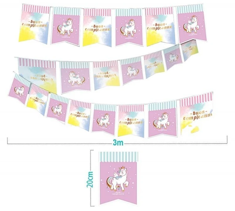 Girlanda Unicorn różowa 3m PARTY GO