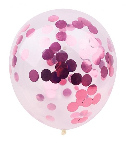 Balon z konfetti różowy 6 szt PARTY GO