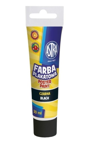Farba plakatowa tuba 30ml czarna (6szt) ASTRA