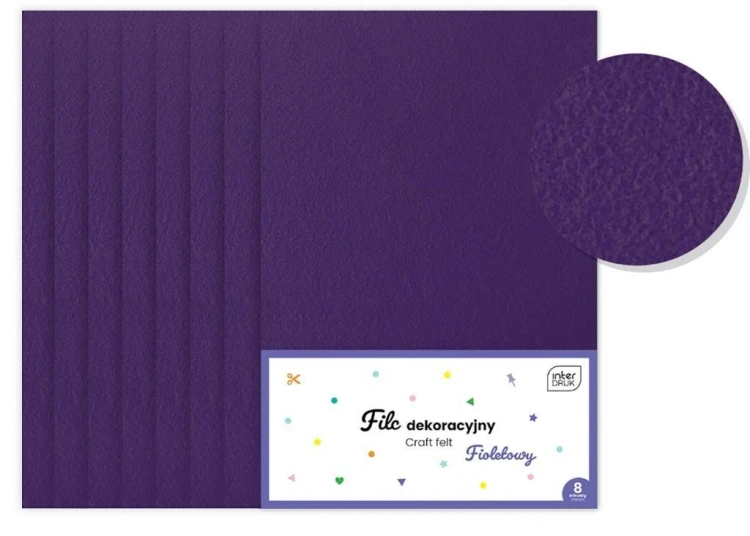Filc dekoracyjny fioletowy 8szt, INTERDRUK