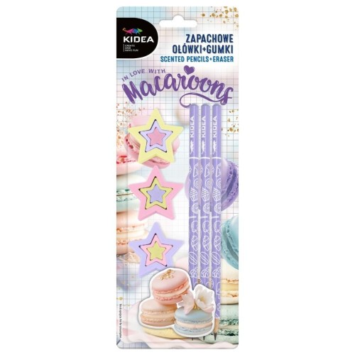 Ołówki zapachowe +gumki makaroniki KIDEA, DERFORM