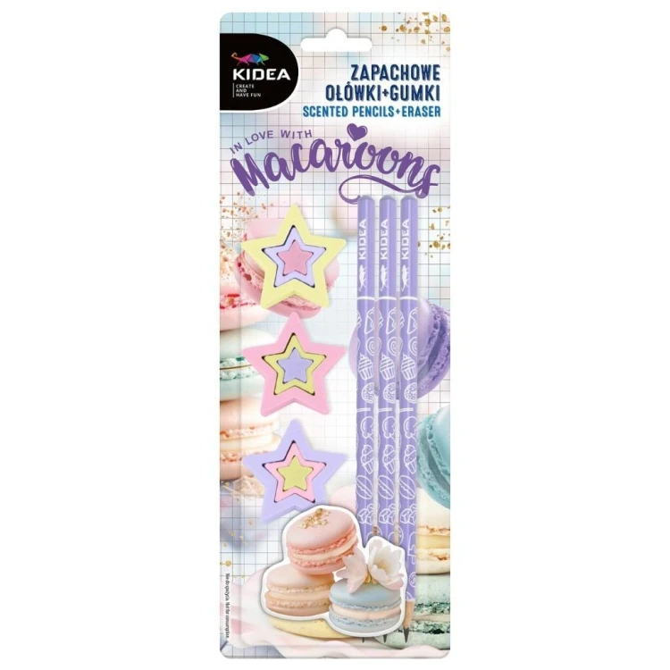 Ołówki zapachowe +gumki makaroniki KIDEA, DERFORM