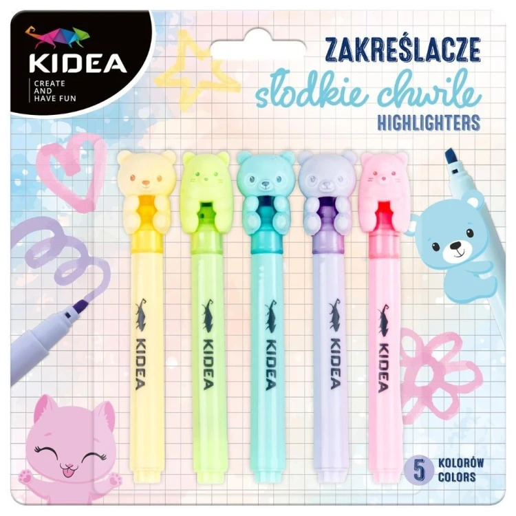Zakreślacze słodkie chwile 5szt KIDEA, DERFORM