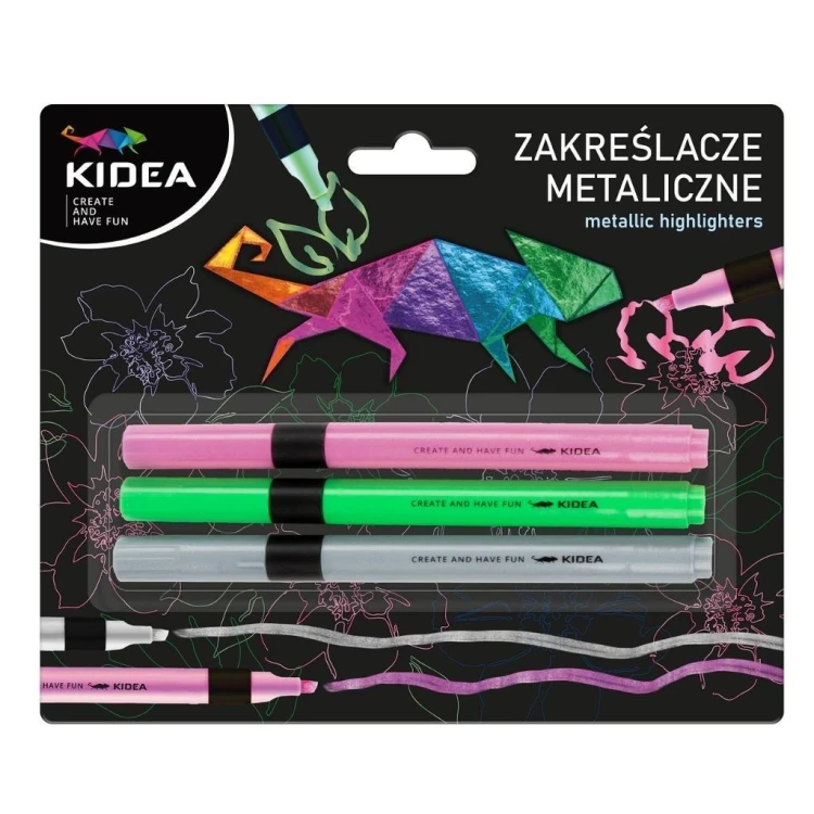 Zakreślacze metaliczne 3szt KIDEA, DERFORM