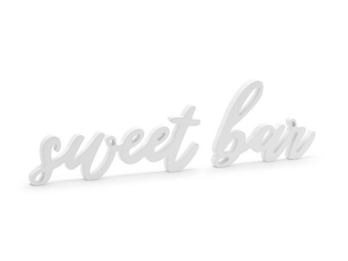 Drewniany napis Sweet bar biały 37x10cm