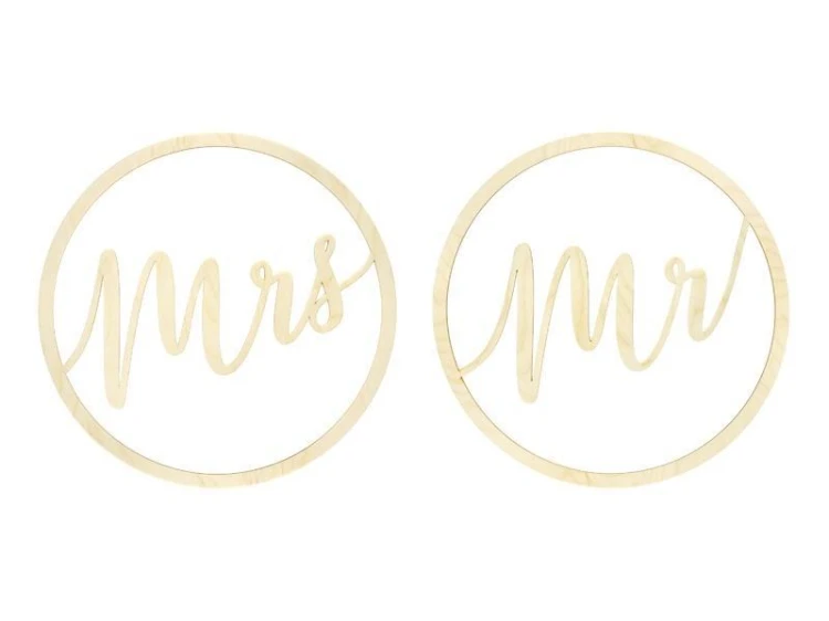 Zawieszki dekoracyjne Mr Mrs 38cm 2szt