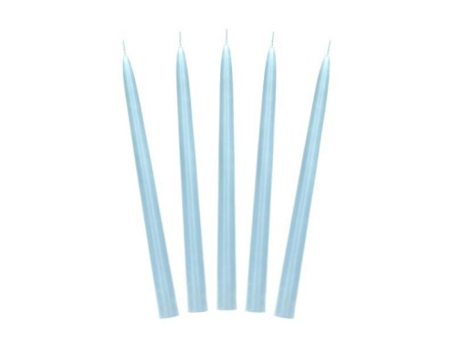 Świeca stożkowa matowa błękitna 24cm 10szt