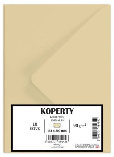 Koperty A5 kremowe 10szt, Henry