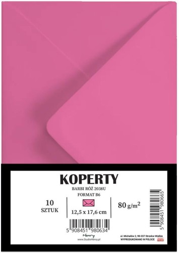 Koperty B6 Barbi róż 10szt, Henry