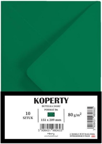 Koperty B6 butelkowa zieleń 10szt, Henry