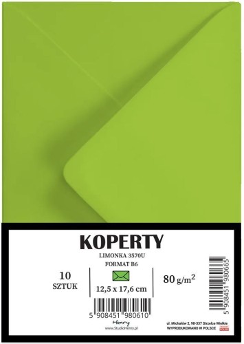Koperty B6 limonka 10szt, Henry