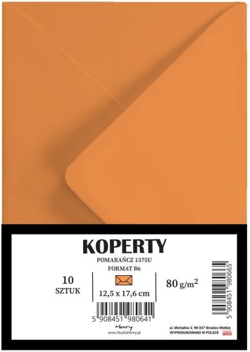 Koperty B6 pomarańczowe 10szt, Henry