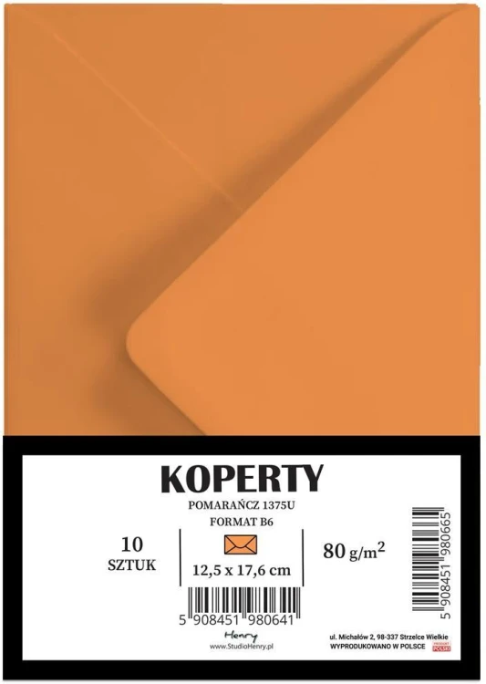 Koperty B6 pomarańczowe 10szt, Henry