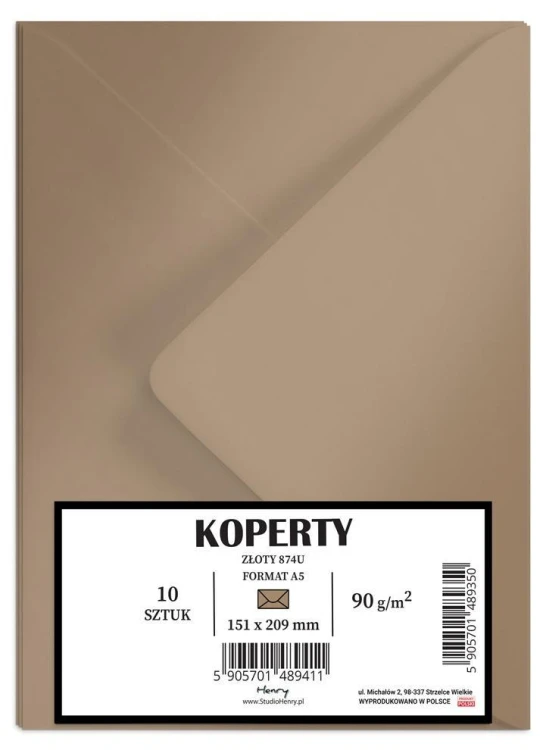 Koperty A5 złote 10szt, Henry