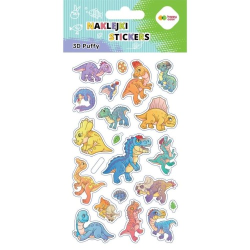 Naklejki 3D Puffy Dino 10x20cm HAPPY COLOR, GDD