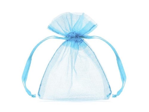 Woreczki z organzy błękit 10cm 10szt, PartyDeco