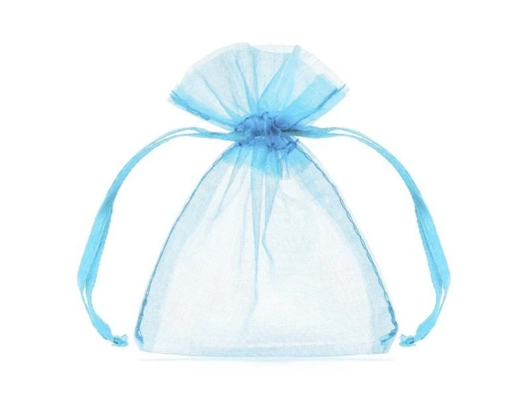 Woreczki z organzy błękit 10cm 10szt, PartyDeco