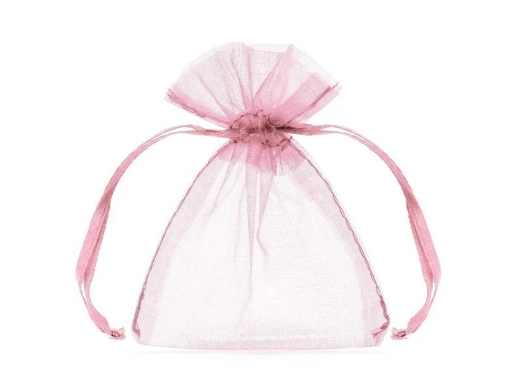 Woreczki z organzy różowy 10cm 10szt, PartyDeco