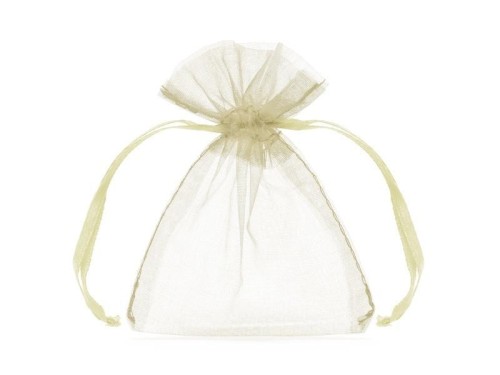 Woreczki z organzy kremowy 10cm 10szt, PartyDeco