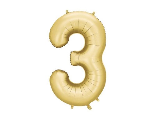 Balon foliowy cyfra 3 86cm złoty