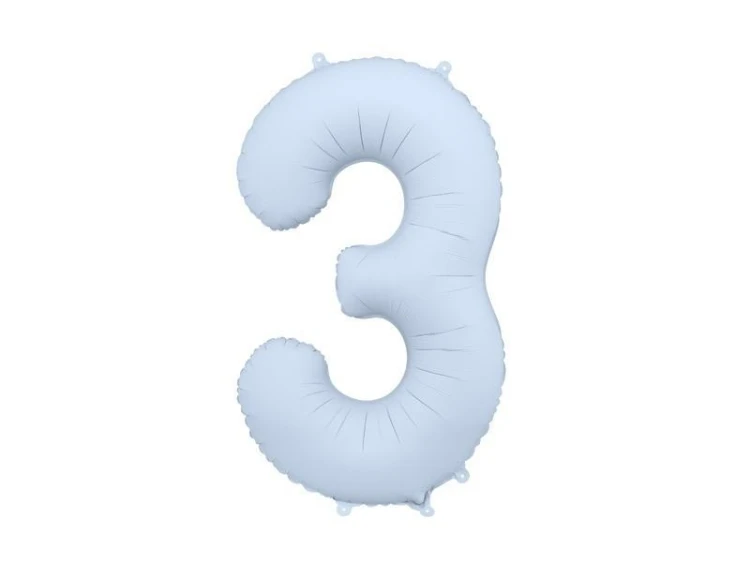 Balon foliowy cyfra 3 86cm mglisty niebieski