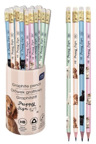 Ołówek z gumką Puppy Sign (36szt), INTERDRUK