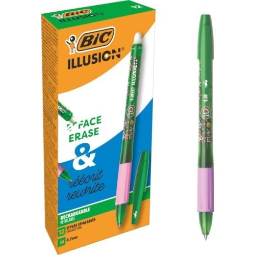 Długopis wymazywalny Illusion zielony (12szt), BIC