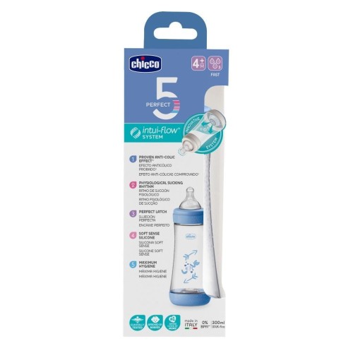 Butelka antykolkowa Perfect5 boy 300ml 4m+, Chicco