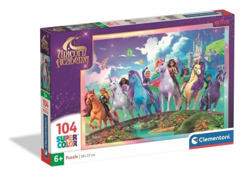 Puzzle 104 Super Kolor Unicorn Academy, Clementoni