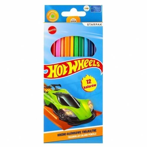 Kredki ołówkowe 12 kolorów Hot Wheels, STARPAK