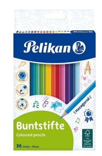 Kredki ołówkowe 36 kolorów, PELIKAN