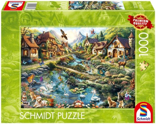 Puzzle PQ 1000 Wioska na skraju lasu, Schmidt