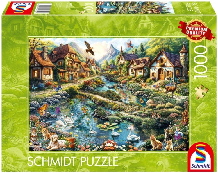 Puzzle PQ 1000 Wioska na skraju lasu, Schmidt