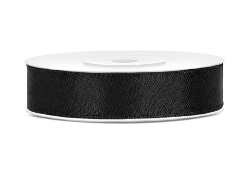 Tasiemka satynowa czarna 12mm/25m