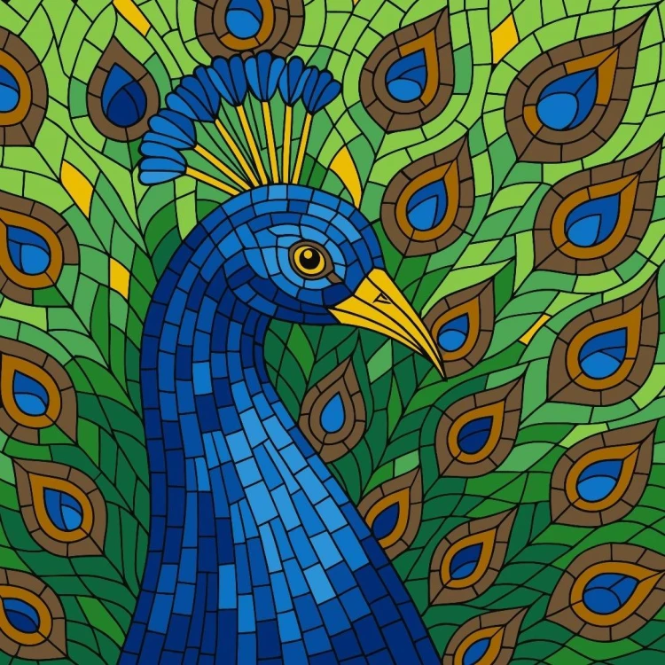 Malowanie po numerach - Witraż. Paw 30x30cm