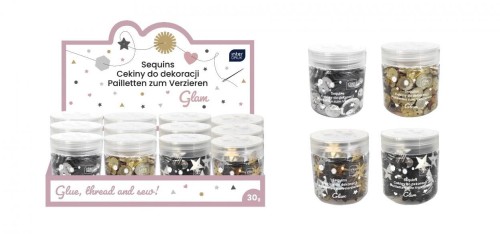 Cekiny do dekoracji 30g Glam (12szt), INTERDRUK