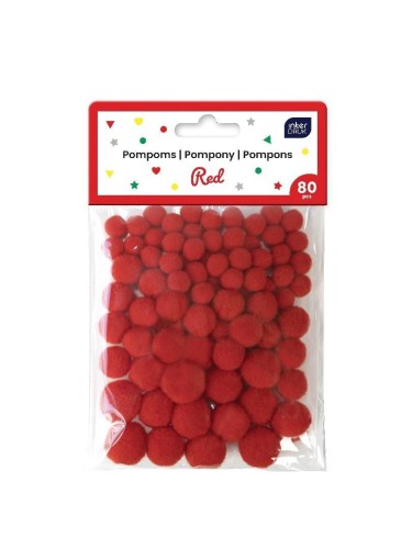 Pompony do dekoracji 80szt Red, INTERDRUK