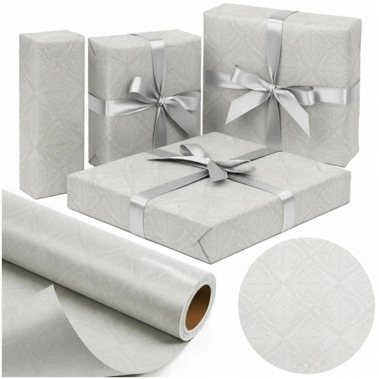 Papier ozdobny Srebrny Liść X-Strong 57cmx25m