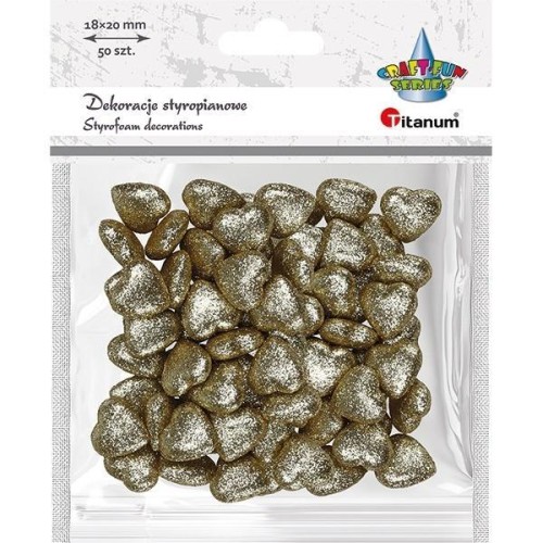 Styropianowe serca 19x19mm złote 50szt, Titanum