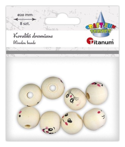 Koraliki drewniane emotki 8szt, Titanum
