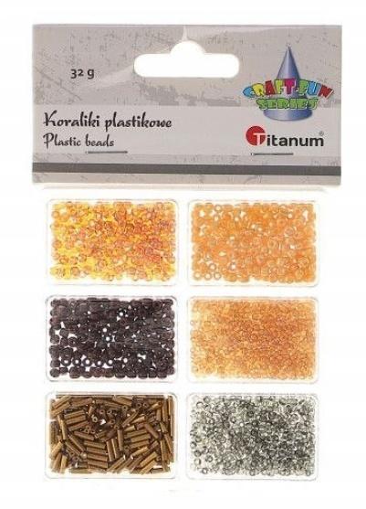 Koraliki plastikowe 6 rozmiarów 32g, Titanum