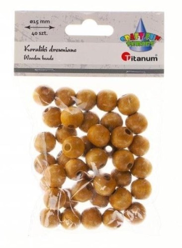 Koraliki drewniane jasno brązowe 40szt, Titanum