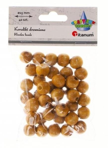 Koraliki drewniane jasno brązowe 40szt, Titanum