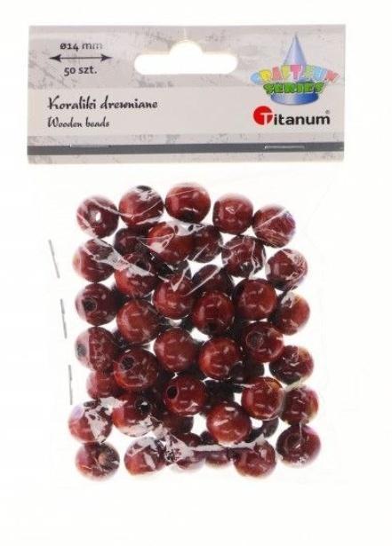 Koraliki drewniane brązowe 50szt, Titanum