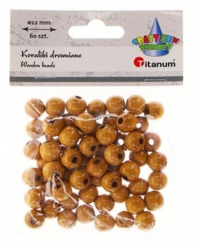 Koraliki drewniane jasno brązowe 60szt, Titanum